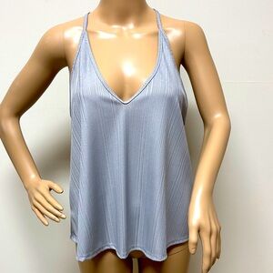 Free  People Intimately Free Gray Ribbed Swing  Racerback Tank Top Size S